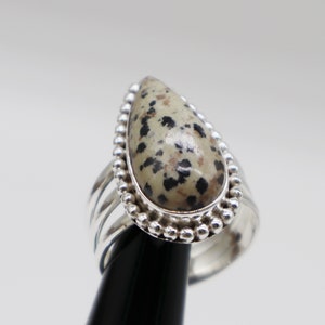 925 Sterling Silver Dalmatian Jasper Rings For Women - Birthday Gift Item Handmade Ring - American Fashion Multi Two Color Jasper Gift Rings