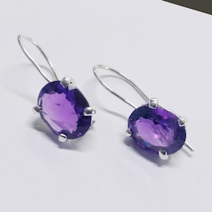 NATURAL Amethyst earrings | 925 Sterling Silver Amethyst earrings | Minimalist earrings | Teardrop Amethyst earrings | February birthstone