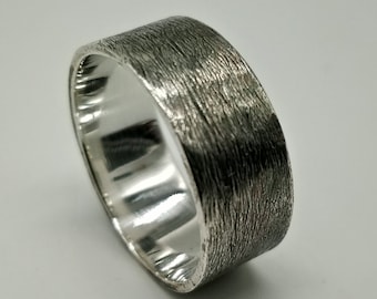 Sterling Silver Men's Ring Textured & Oxidized Silver Band |925 Solid Silver Band Ring | Gifts for Her  | UNISEX Ring | Lovely Silver Band