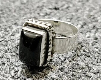 Lucifer Morningstar Rings 925 Sterling Silver Rectangle Shape Natural Black Onyx Gemstone Lucifer s Ring Handmade UNISEX Ring Etsy Polska