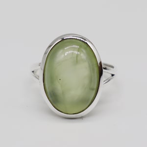 Prehnite Natural Gemstone Ring -925 Sterling Silver Ring - Hand Crafted Bohemian Ring- Prehnite Ring- Ring - Square ring - Gift for her Ring