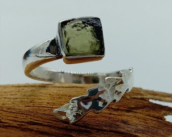 925 Sterling Silver NATURAL MOLDAVITE GEMSTONE Gift for Her