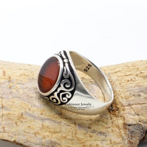 Mens Handmade Ring Red Carnelian Gemstone Ring Signet Ring Men Sterling Silver Ring Ottoman Jewelry Gift For Him Beautiful UNISEX Ring