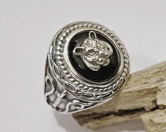 Captain Hector Barbossa Ring, Solid 925 Sterling Silver Ring, NATURAL Black ONYX Gemstone, The Pirates of the Caribbean Ring, Gift for Him