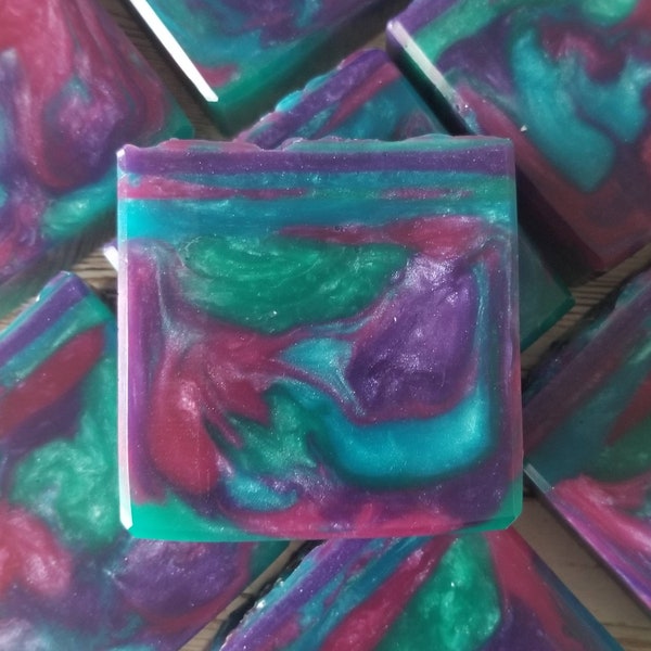 Unicorn Wishes Glycerin Soap, Handcrafted Artisan Soap, Scented with Blood Orange, Nectarine, and Grapefruit