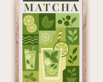 Matcha Kök Tryck Japansk Tea Poster Vintage Dryckeskonst Kök Väggkonst Asiatisk Dryckesdekor Matrum Kulinarisk Konst