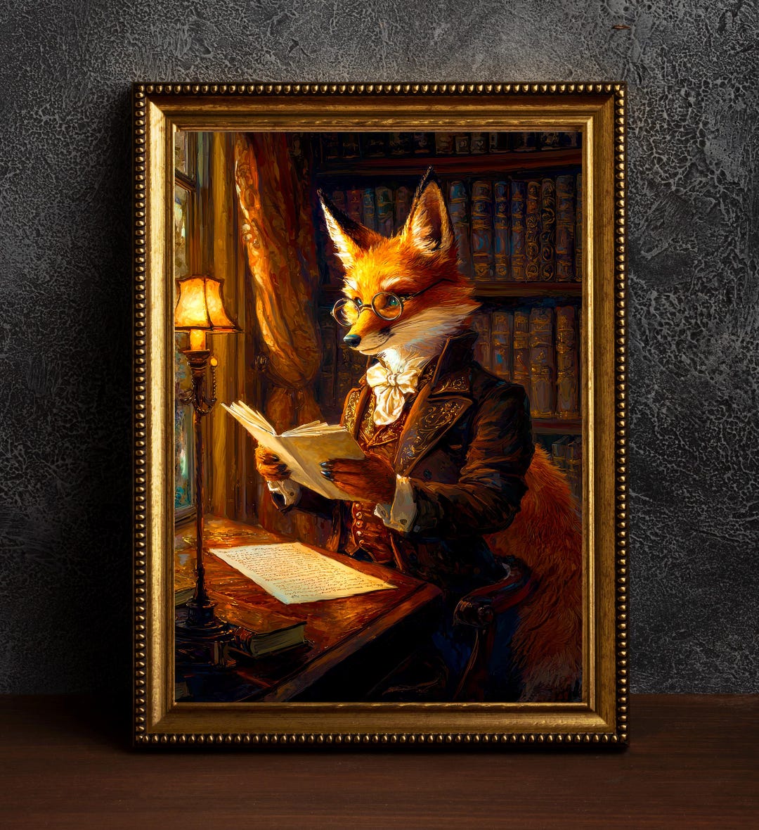 Fox Reading Poster Whimsical Animal Artwork Cottagecore Wall Art Cozy ...