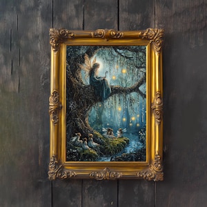 Willow Tree Fairy Storyteller Cottagecore Print Poster Vintage Fairytale Art Dark Academia Decor Antique Illustration Enchanted Cottagecore