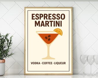Espresso Martini Poster Cocktail Wall Art Coffee Drink Print Home Bar Decor Modern Espresso Martini Artwork Gift for Cocktail Lovers