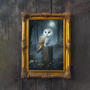 Owl Cottagecore Print Poster Vintage Woodland Animal Art Dark Academia Wall Decor Antique Nature Illustration Forest Owl Poster Owl Print