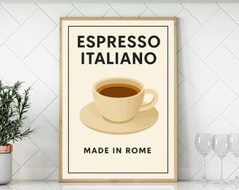 Espresso Italiano Poster Kaffee Wandkunst Italienischer Espresso Druck Küche Cafe Dekor Minimalistisches Kaffee Kunstwerk Barista Geschenk für Kaffeeliebhaber