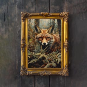 Red Fox Cottagecore Print Poster Vintage Forest Art Dark Academia Antique Illustration Wall Decor Enchanted Woodland Cottagecore