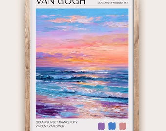 Póster de olas del océano de Vincent van Gogh, impresión impresionista de paisaje marino, arte costero, pintura de mar turbulento para decoración clásica del hogar