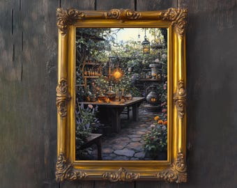 Alchemy Garden Lab Cottagecore Print Poster Vintage Magical Art Dark Academia Wall Decor Antique Illustration Enchanted Herbal Aesthetic