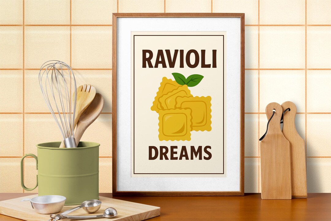 Ravioli Dreams Poster Italian Pasta Wall Art Kitchen Dining Room Decor ...