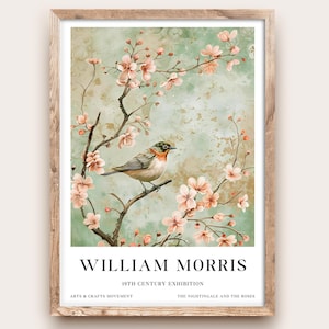 William Morris Nightingale Poster Vintage Bird Wall Art Classic Nature Print Elegant Woodland Decor Timeless Garden Artwork for Home