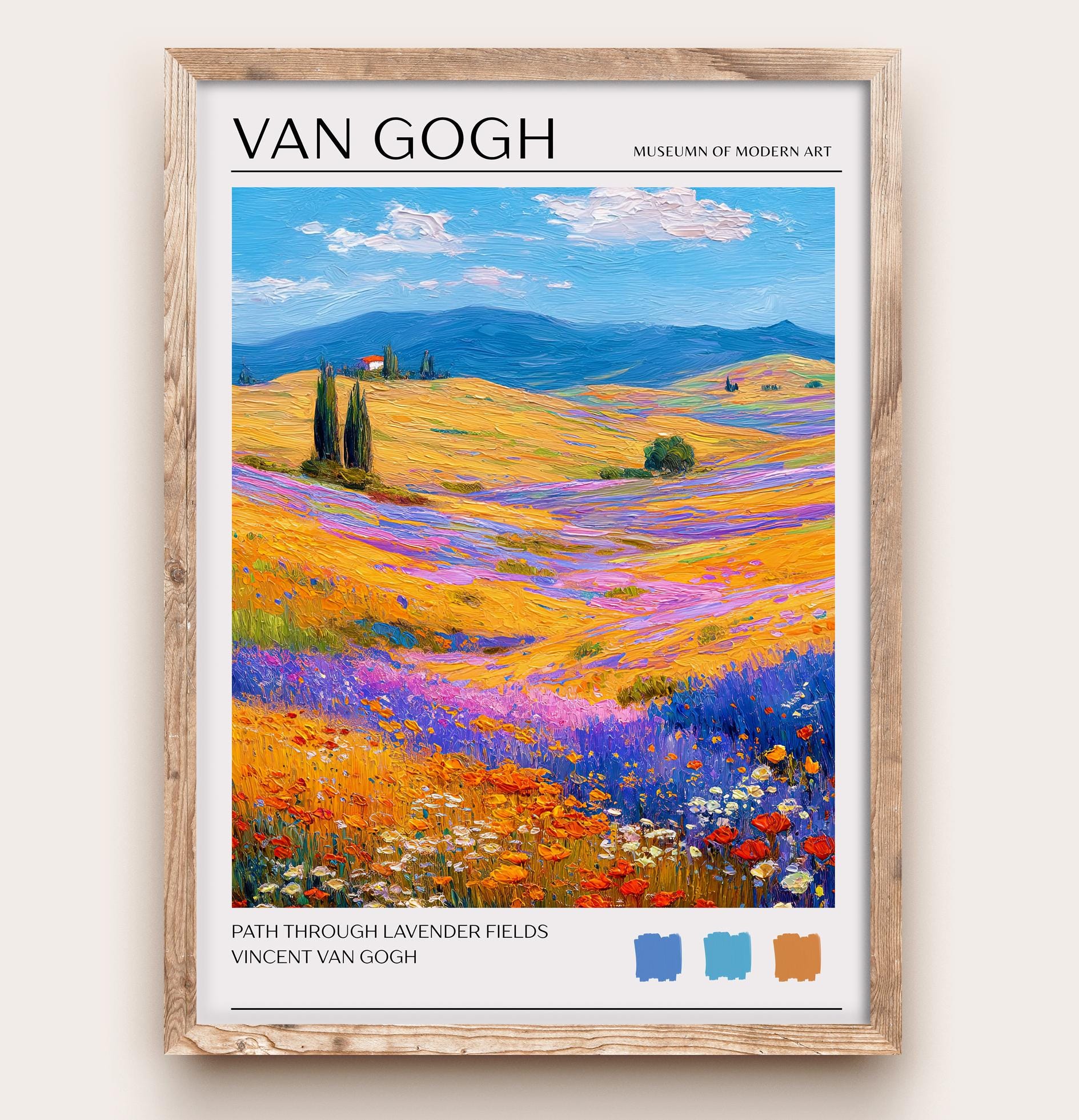 Vincent Van Gogh Lavender Fields Poster Impressionist Landscape