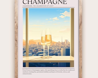 Champagne Art Deco Print Elegant Drink Poster Bar Wall Art Cocktail Lover Gift Celebration Decor Classic Beverage Artwork