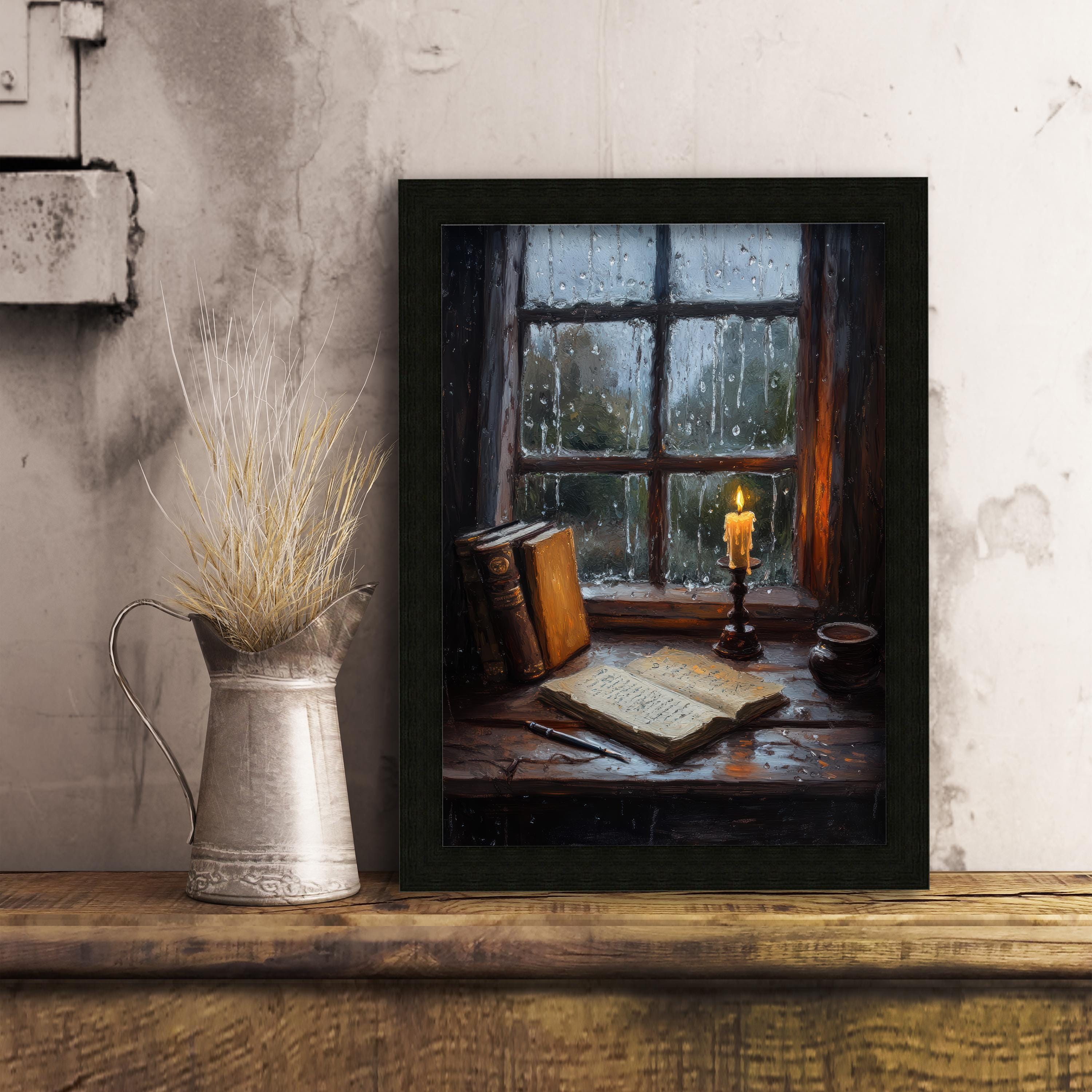 Cottagecore Raining Rainy Window Cottagecore Print Poster Vintage Cozy Art Dark Academia ...