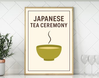 Japanischer Tee Poster Matcha Grüner Tee Wandkunst Zen Teezeremonie Druck Küche Cafe Dekor Minimalistisches japanisches Tee Kunstwerk Geschenk für Teeliebhaber