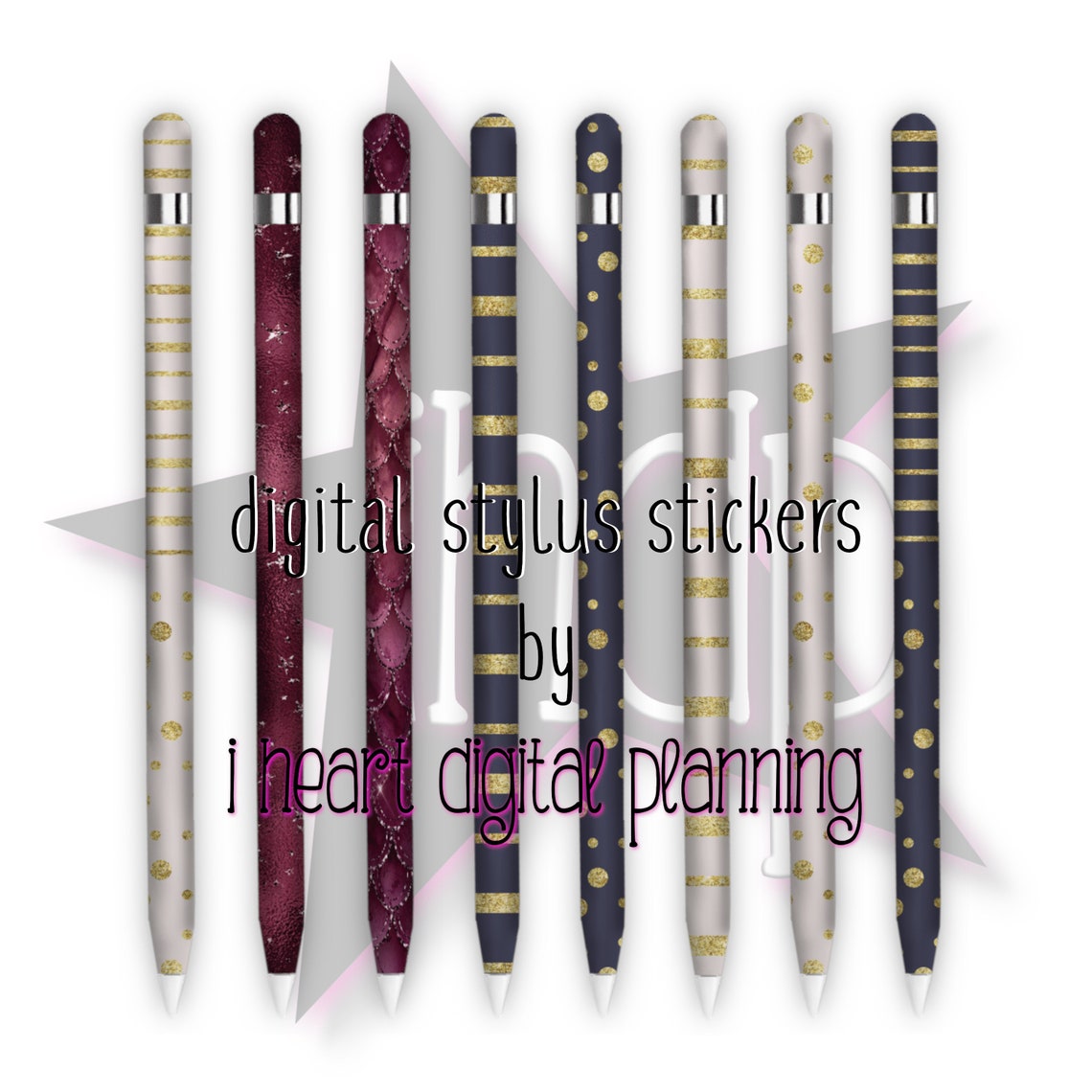 Glitter Elements Digital Stylus Stickers, Decorated Digital Stylus PNG