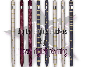 Glitter Elements Digital Stylus Stickers, Decorated Digital Stylus PNG, Digital Planner Accessories, Digital Planning Stylus Clipart