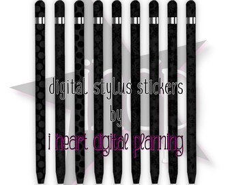 Exquisite Noir Set 2 Digital Stylus Stickers, Decorated Digital Stylus PNG, Digital Planner Accessories, Digital Planning Stylus Clipart