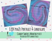 Candy Swirls PDF Planner Pages with Sunday and Monday Starts, Landscape and Portrait Versions