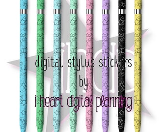 Digital Stylus Set of 8 Styluses, Stars Decorated Digital Stylus PNG, Digital Planner Accessories, Digital Planning Stylus Clipart