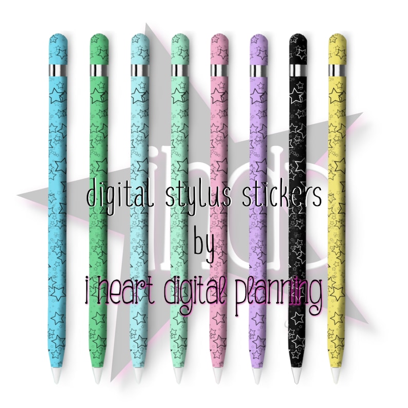 Digital Stylus Set of 8 Styluses, Stars Decorated Digital Stylus PNG