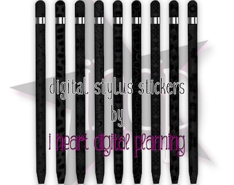 Exquisite Noir Set 1 Digital Stylus Stickers, Decorated Digital Stylus PNG, Digital Planner Accessories, Digital Planning Stylus Clipart