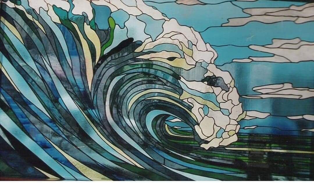 Beach Wave Stained Glass Window Panel - Etsy
