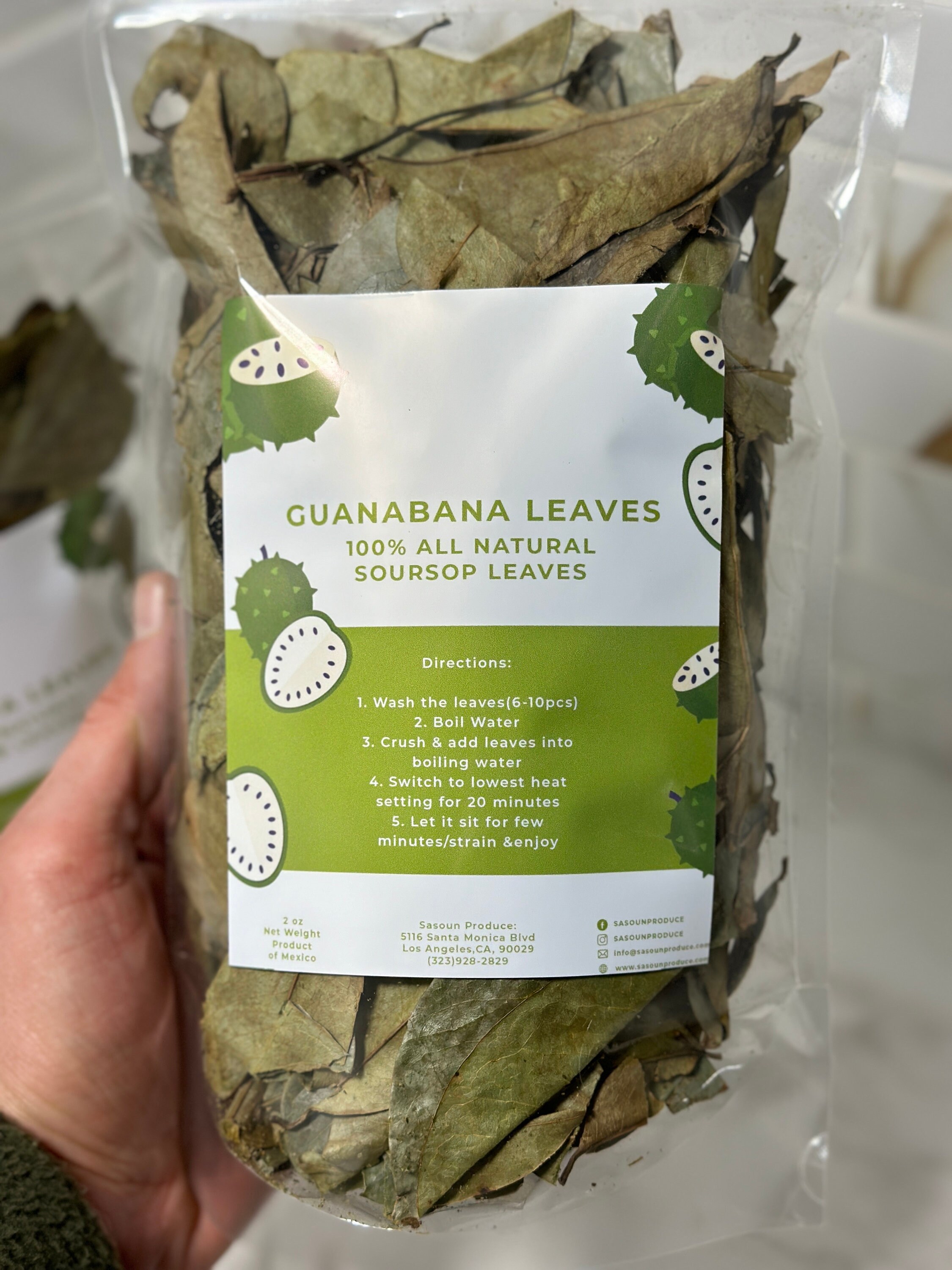 thumbnail image 2 of Dried Organic Soursop Leaves (Guanabana / Graviola) – 30g (1 Oz) For Herbal Tea 2 of 3