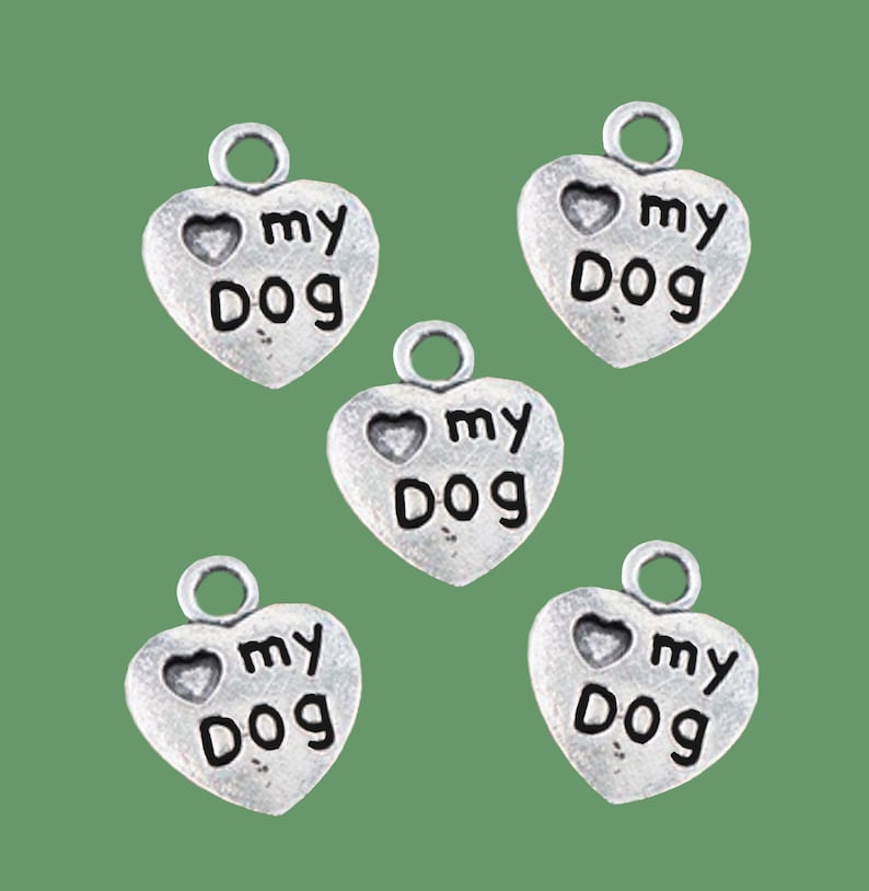 Silver Love Heart for Dog Lovers Silver Charm Dog Heart