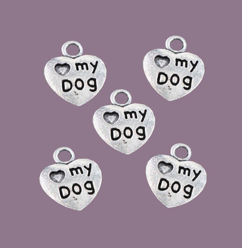 Silver Love Heart for Dog Lovers Silver Charm Dog Heart