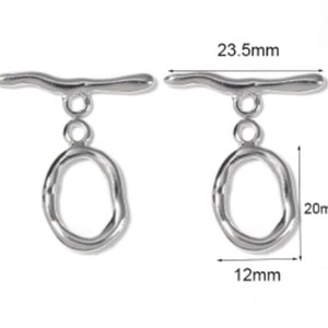 2 Sets Silver Toggle Clasp |  Elongated Toggle Clasp In Silver | Mens Bracelets or Necklaces