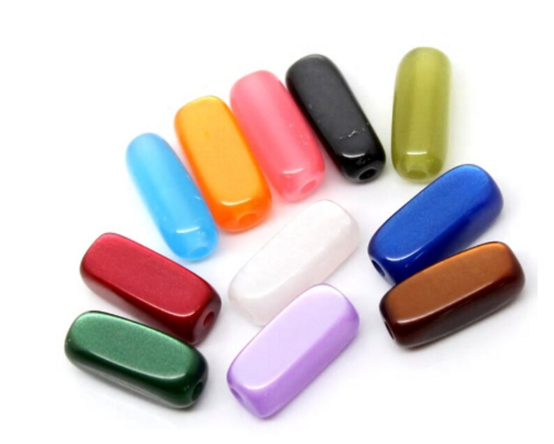 Packet of Mixed Color Beads Oblong Transparent 14mm Acrylic Beads Spacer Beads for Necklace and Bracelet Making