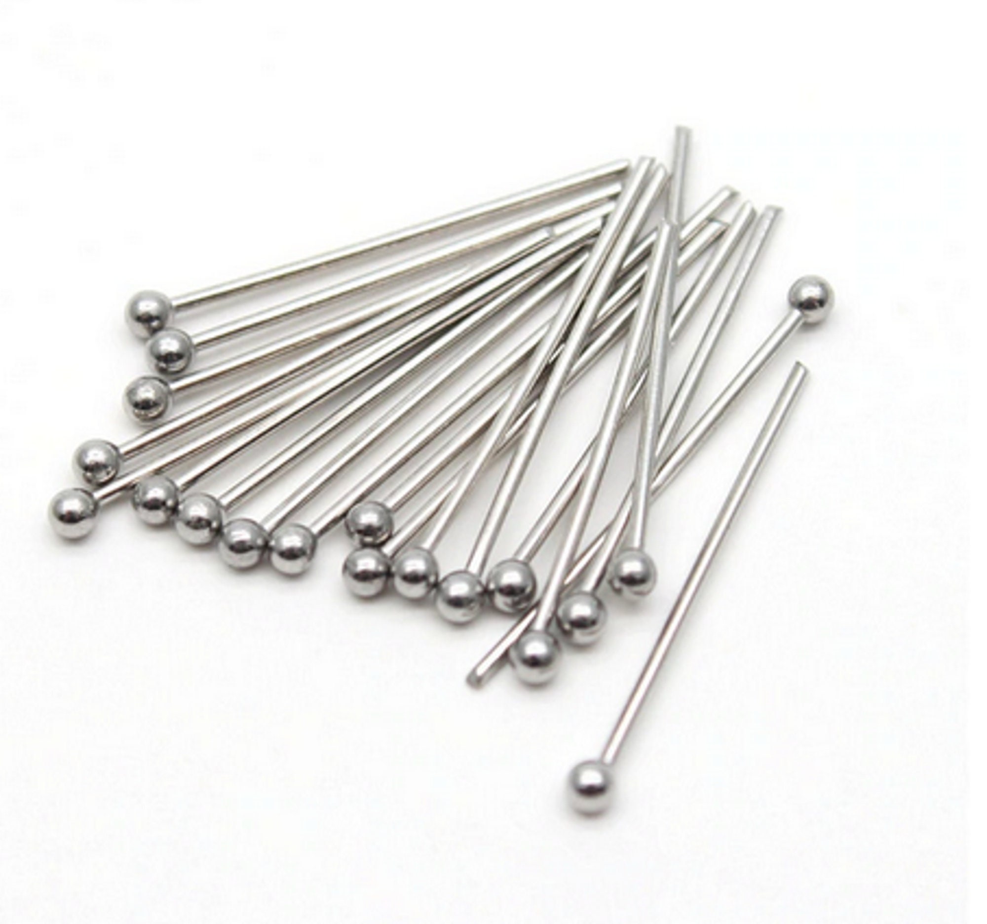 20mm Silver Stainless Steel Ball Head Pins DIY Jewellery Etsy