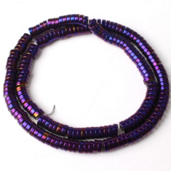 6mm Purple Round Hematite Spacer Bead | Coloured Hematite Spacer Ring
