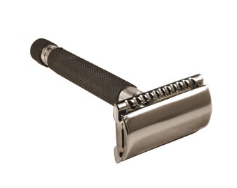 SharpK Long Handle Double Edge Safety Razor with 5 Blades - Blacc
