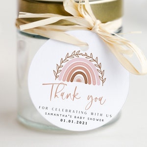 Regenbogen Baby Shower Favor Tags | Regenbogen-bearbeitbare Bevorzugungs-Tags | Terrakotta Baby Shower Geschenkanhänger | Sofort Download | Danke Tags BR01