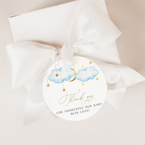 Bearbeitbare Twinkle Twinkle Little Star Baby Shower Favor Tags, Gold Mond Sterne Danke Tags, INSTANT DOWNLOAD | BTTLS