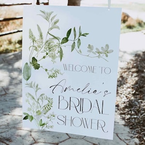Bridal Shower Welcome Sign | Botanical Welcome Sign | Greenery Bridal Shower Poster | Printable Template | SLP01