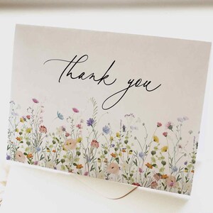 Wildblumen Dankeskarte, Garten Thema Dankeskarte, Printable boho Karte | SOFORTIGER DOWNLOAD