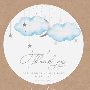 Zilveren en blauwe babyshowerstickers, Twinkle Twinkle Little Star-stickers, direct downloaden, afdrukbare stickers | MAAT: 4" | 2,5" INCH