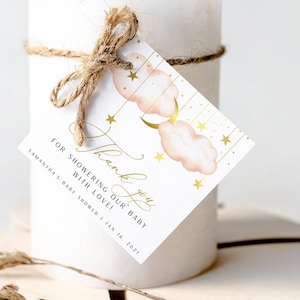 Editable Twinkle Twinkle Little Star Baby Shower Favor Tags, Gold  Moon Stars  Thank You Tags, INSTANT DOWNLOAD, PTTLS