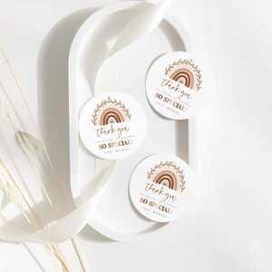 Boho Regenbogen Favor Tags, Gedämpfte Töne Boho Regenbogen Bearbeitbare Party Tags, Terrakotta Geburtstagsdekor | Sofort Download BR03