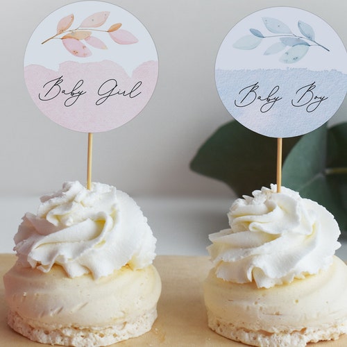 Gender Reveal Cupcake Toppers Instant Download Bohemian Etsy UK