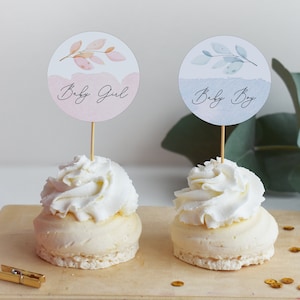 Gender Reveal Cupcake Toppers, Instant Download, Bohemian Gender Reveal Theme, Cupcake Decorations