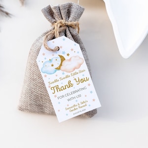 Gender Reveal Favor Tags, Twinkle Twinkle Little Star Favor Tags, Thank You Tag, Printable Gift tags,  Moon Stars , Blue and Pink, DIGITAL